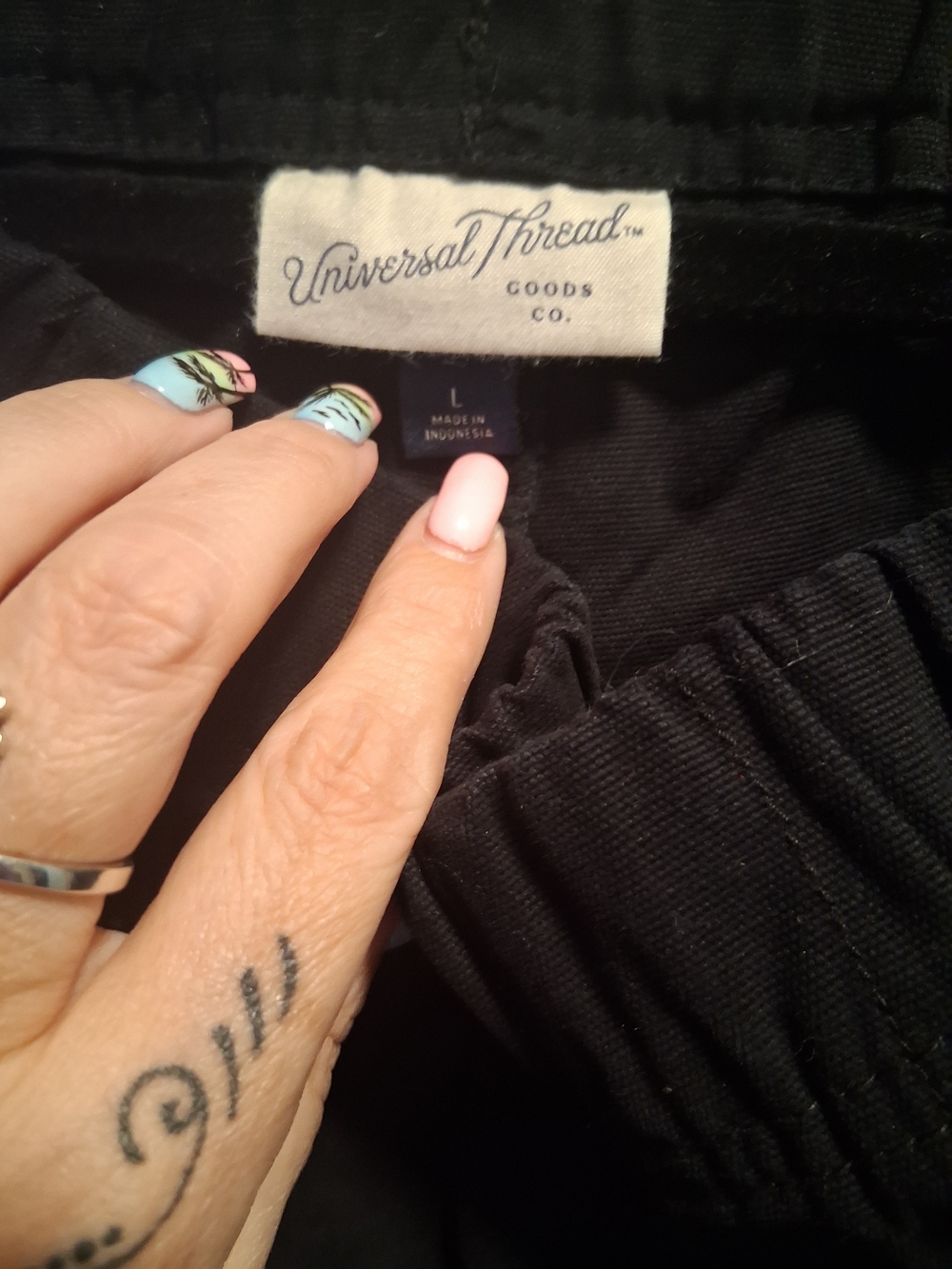 Universal Thread Black Elastic Waist Pants Wide Leg